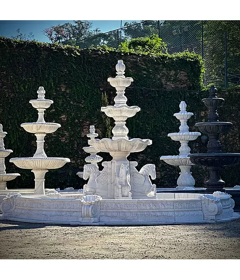 imagem de Chafariz 3 Pratos com Lago e Cavalos 300cm - FMP210