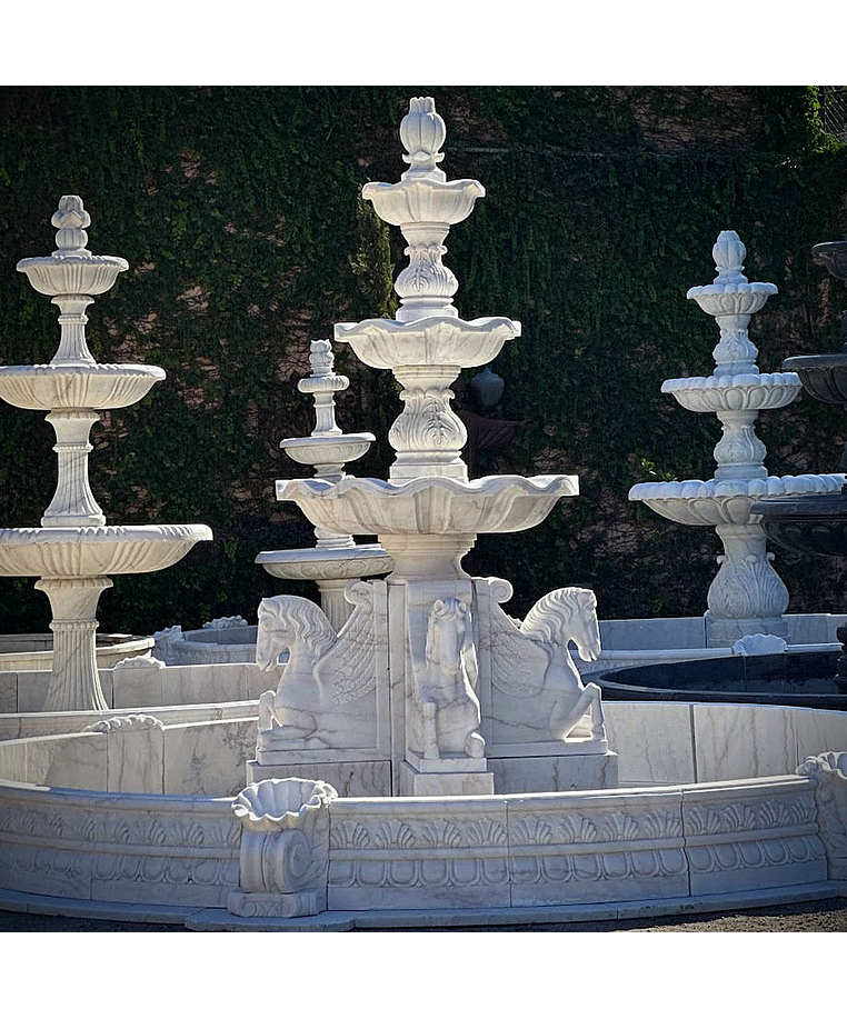 imagem do produto Chafariz 3 Pratos com Lago e Cavalos 300cm - FMP210 | Destaque Escultural para Paisagismo