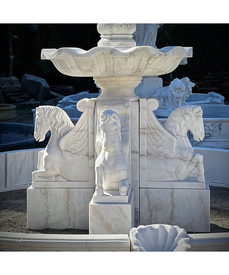 imagem do produto Chafariz 3 Pratos com Lago e Cavalos 300cm - FMP210 | Destaque Escultural para Paisagismo