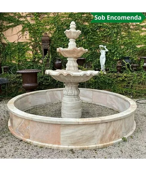 imagem de Chafariz 3 Pratos com Lago em Mármore 230cm - FMP169 | Sofisticação para Projetos 