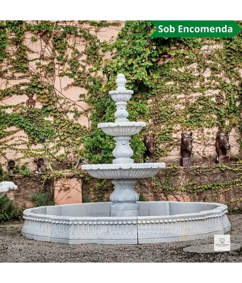 imagem de Chafariz 3 Pratos com Lago em Mármore 250cm - FMP211 | Estilo Clássico e Refinado