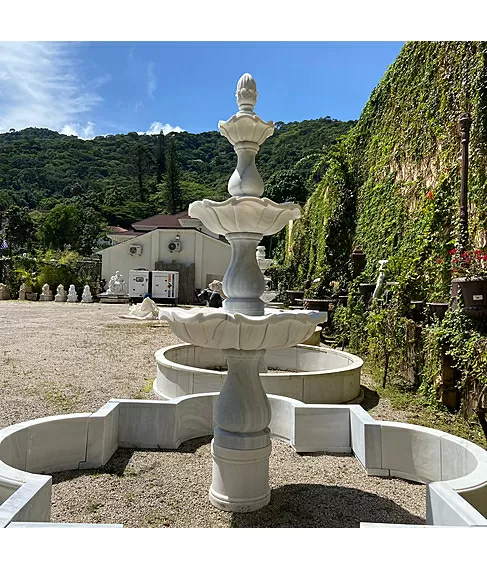 imagem de Chafariz 3 Pratos com Lago Mármore Branco 315cm - FMP209 | Alto Padrão