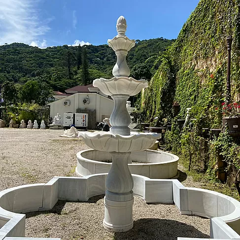 imagem de Chafariz 3 Pratos com Lago Mármore Branco 315cm - FMP209 Alto Padrão
