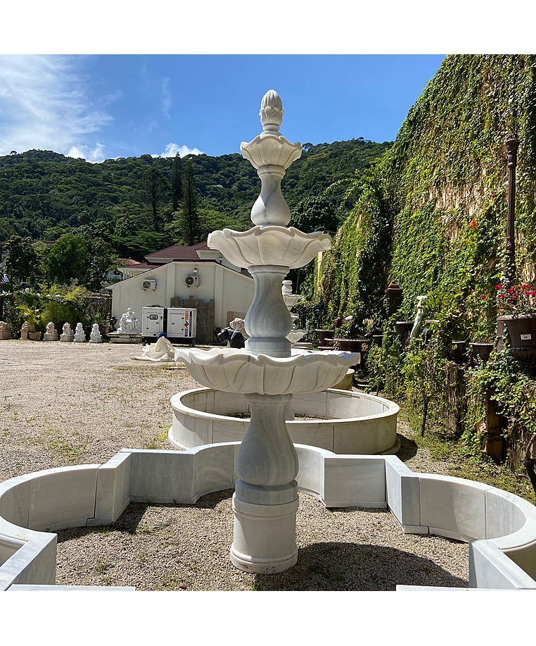 imagem do produto Chafariz 3 Pratos com Lago M�rmore Branco 315cm - FMP209