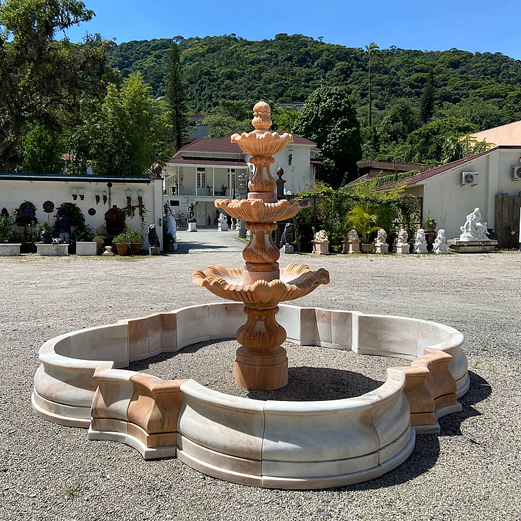 imagem do produto Chafariz 3 Pratos com Lago M�rmore Rosa 240cm - FMP212 Destaque no Jardim