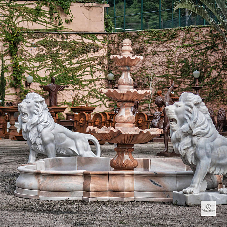 imagem do produto Chafariz 3 Pratos com Lago M�rmore Rosa 240cm - FMP212 Destaque no Jardim