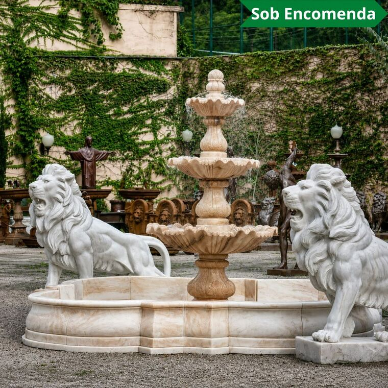 imagem do produto Chafariz 3 Pratos com Lago M�rmore Rosa 240cm - FMP212 Destaque no Jardim