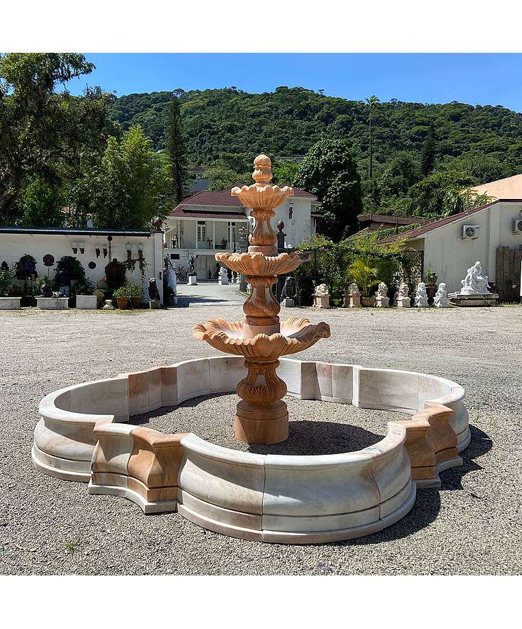 imagem do produto Chafariz 3 Pratos com Lago M�rmore Rosa 240cm - FMP212