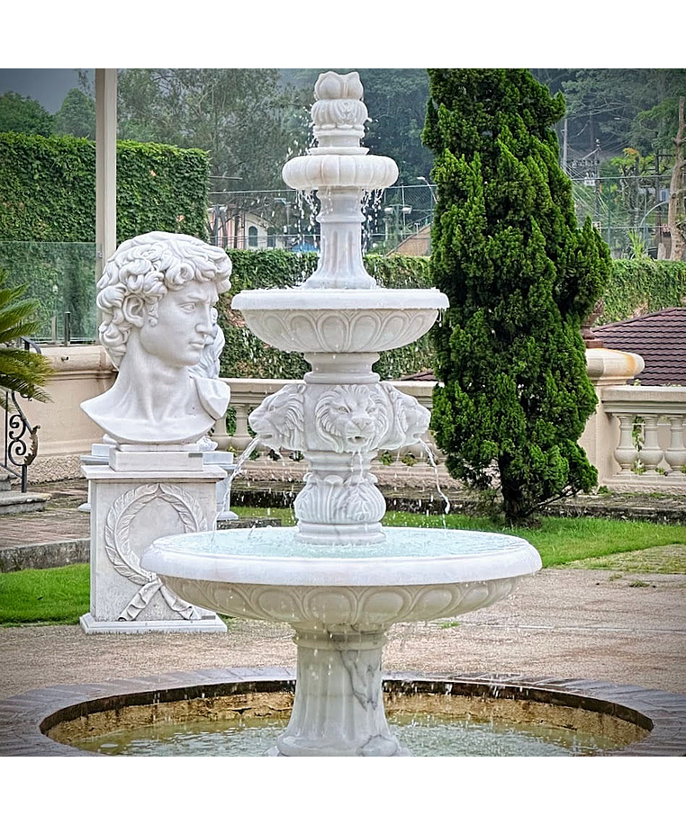 imagem do produto Chafariz 3 Pratos em M�rmore Branco 230cm - FMP219 Paisagismo Cl�ssico e Sofisticado