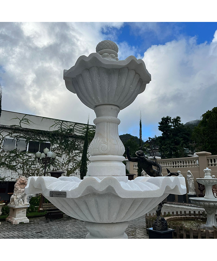 imagem do produto Chafariz 3 Pratos em M�rmore Branco 230cm - FMP221 Design Cl�ssico para Jardins