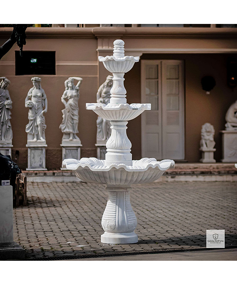 imagem do produto Chafariz 3 Pratos em M�rmore Branco 230cm - FMP221 Design Cl�ssico para Jardins
