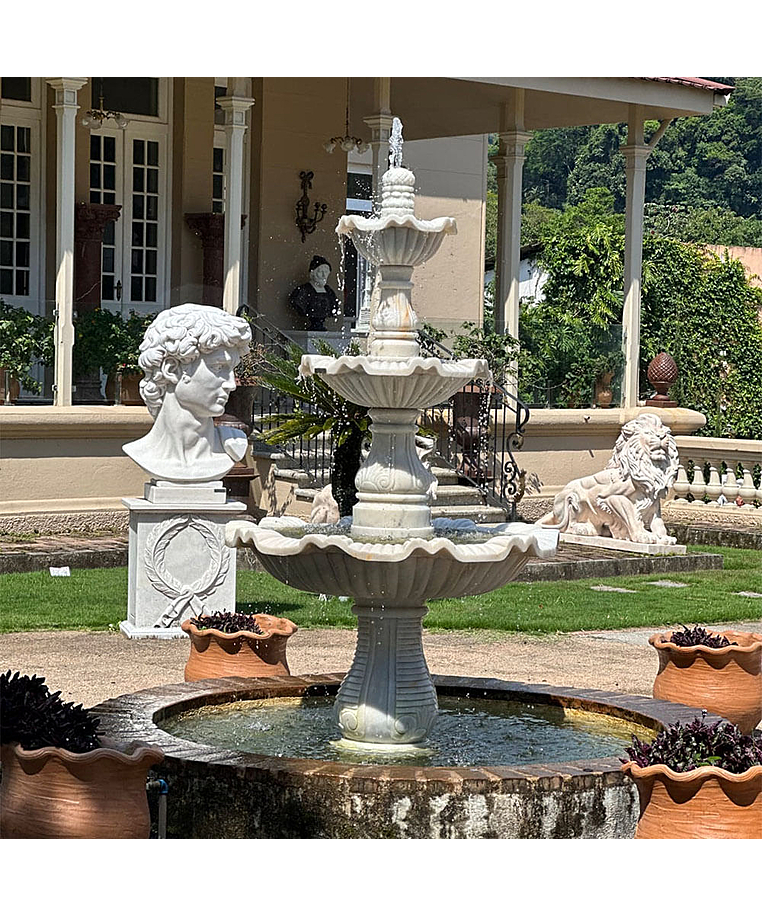 imagem do produto Chafariz 3 Pratos em M�rmore Branco 230cm - FMP221 Design Cl�ssico para Jardins