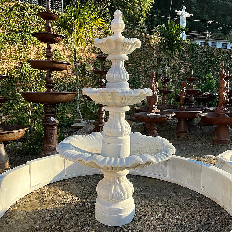 imagem do produto Chafariz 3 Pratos em M�rmore Branco 240cm - FMP224 Destaque no Jardim
