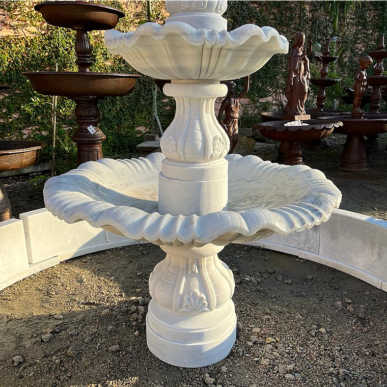 imagem do produto Chafariz 3 Pratos em M�rmore Branco 240cm - FMP224 Destaque no Jardim
