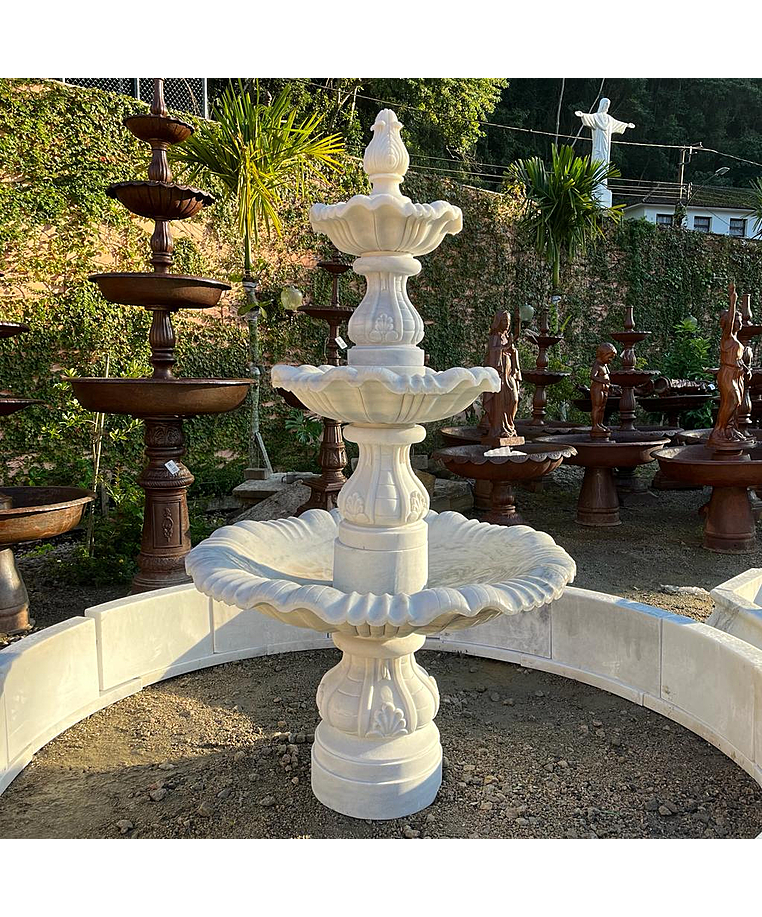 imagem do produto Chafariz 3 Pratos em M�rmore Branco 240cm - FMP224