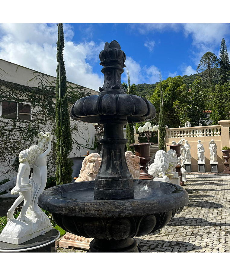 imagem do produto Chafariz 3 Pratos em M�rmore Preto 230cm - FMP220 Indicado para Jardins de Luxo