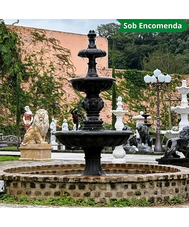 imagem do produto Chafariz 3 Pratos em M�rmore Preto 230cm - FMP220 Indicado para Jardins de Luxo