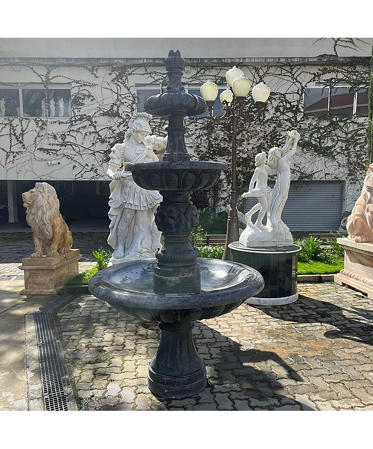 imagem do produto Chafariz 3 Pratos em M�rmore Preto 230cm - FMP220 Indicado para Jardins de Luxo