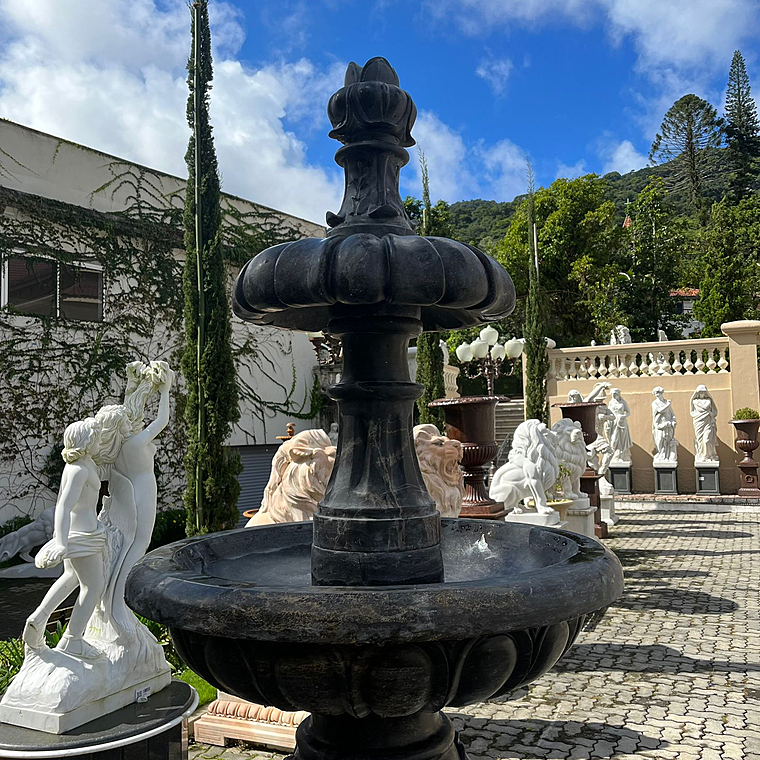 imagem do produto Chafariz 3 Pratos em M�rmore Preto Sem Lago 230cm - FMP220 Indicado para Jardins de Luxo