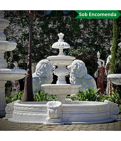 imagem de Chafariz 3 Pratos Mrmore Branco 180cm - FMP235