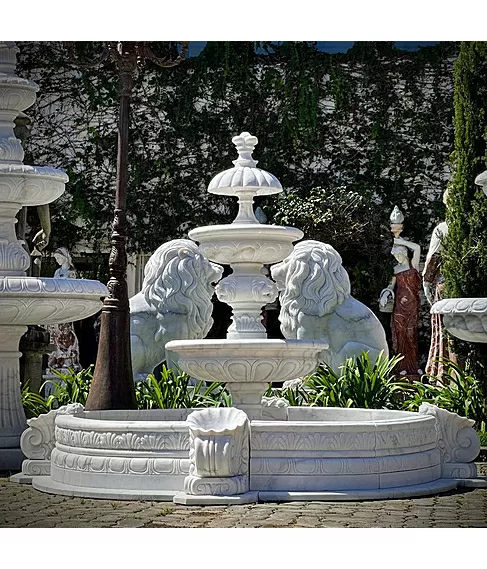 imagem de Chafariz 3 Pratos Mármore Branco 180cm - FMP235