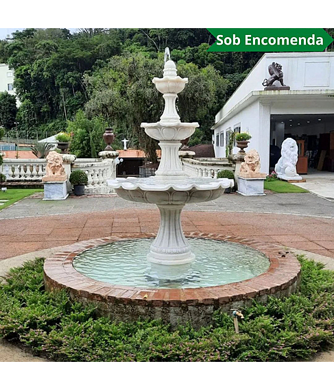 imagem de Chafariz 3 Pratos Mrmore Branco 200cm - FMP186