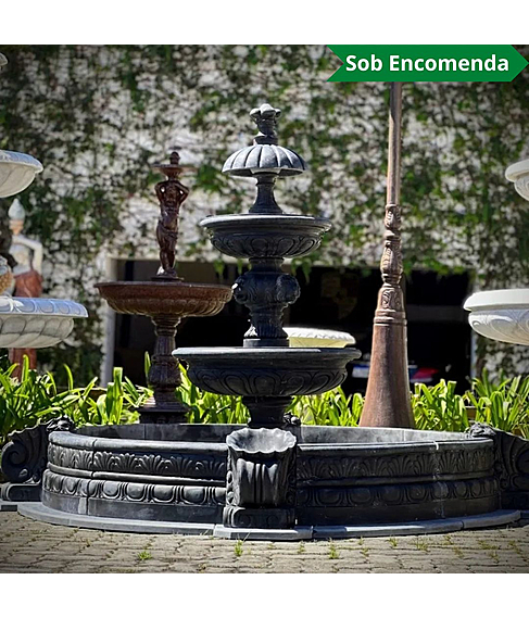 imagem de Chafariz 3 Pratos Mrmore Preto 180cm - FMP236