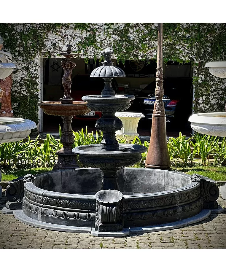 imagem de Chafariz 3 Pratos Mármore Preto 180cm - FMP236