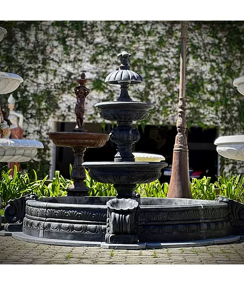 imagem de Chafariz 3 Pratos Mármore Preto 180cm - FMP236 | Elegância para Paisagismo