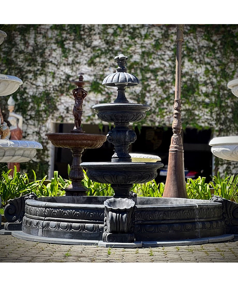 imagem do produto Chafariz 3 Pratos M�rmore Preto 180cm - FMP236 Eleg�ncia para Paisagismo