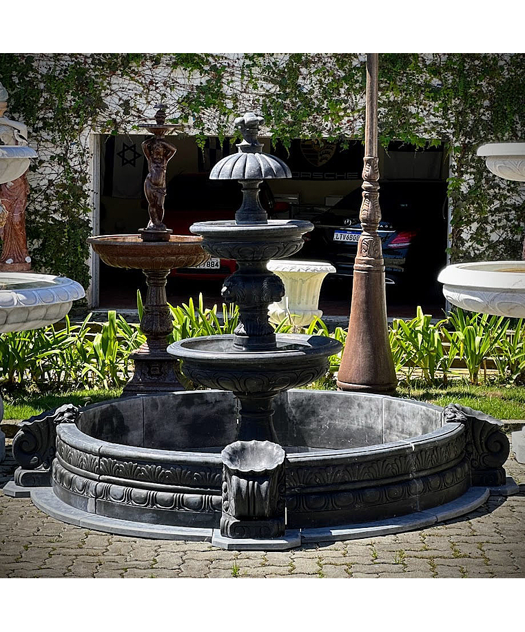 imagem do produto Chafariz 3 Pratos M�rmore Preto 180cm - FMP236 Eleg�ncia para Paisagismo