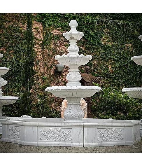 imagem de Chafariz Capri com Lago Mármore Branco 230cm - FMP365