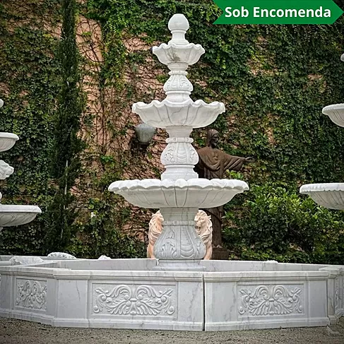 imagem de Chafariz Capri com Lago Mármore Branco 230cm - FMP365 Paisagismo Clássico
