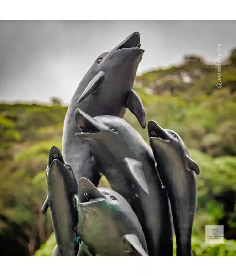 imagem de Chafariz de Bronze Dolphin Show 190cm - FBZ399 - Quinta Dellarte
