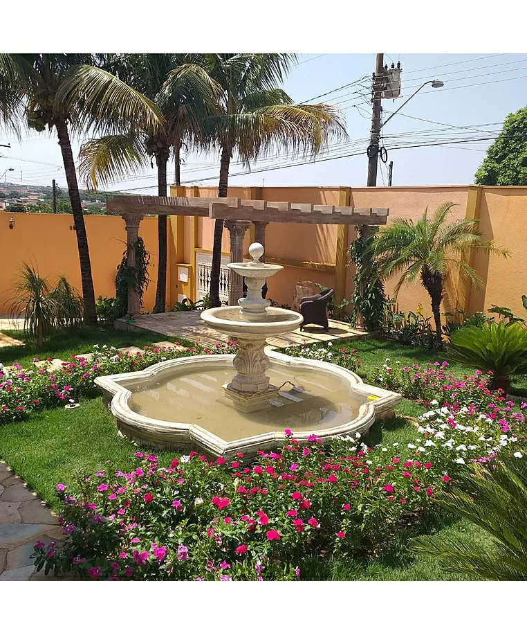 imagem do produto Chafariz de Cimento 2 Pratos Barbania 150cm - FC005 Jardins Sofisticados