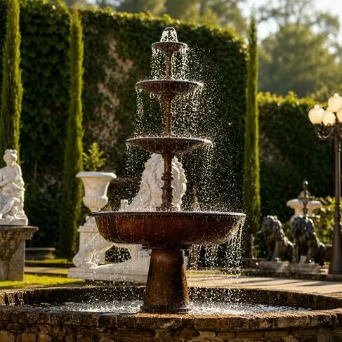 imagem de Chafariz de Ferro Fundido para Jardins 4 Bacias 210cm - FF040 Imponência e Elegância