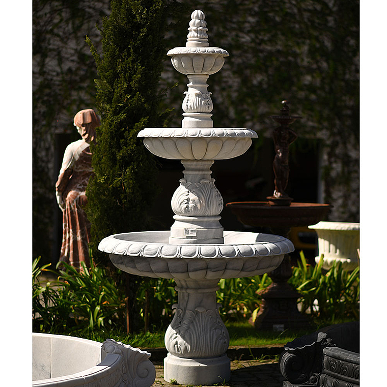 imagem do produto Chafariz de Jardim 2 Pratos em M�rmore Branco 240cm - FMP356 Estilo Europeu
