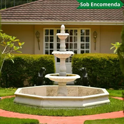 imagem de Chafariz de Jardim Luxo 3 Pratos Mármore Branco 250cm - FMP196
