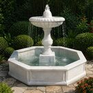 imagem do produto Chafariz de Marmore Granada 1 Prato com Lago 120cm - FMP226 Destaque no Jardim