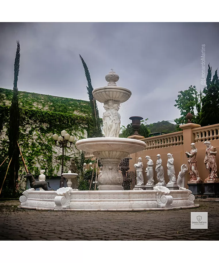 imagem de Chafariz de Mármore Monumental Quatro Estações com Lago 350cm - FMP350 Design Clássico