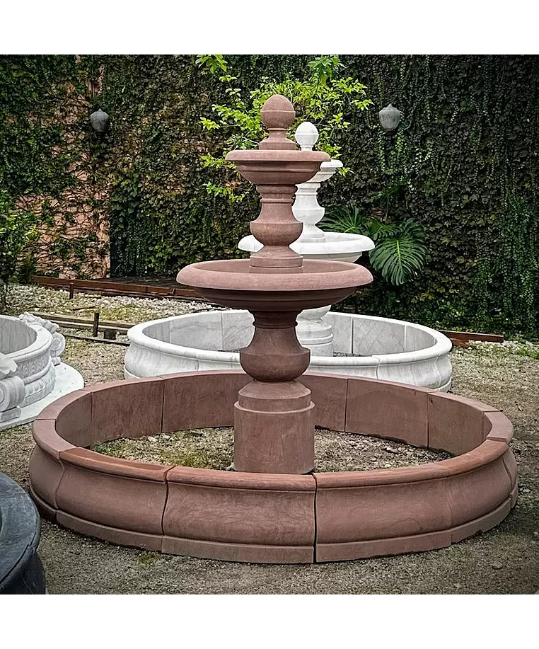 imagem do produto Chafariz de M�rmore Red Estilo Americano com 2 Pratos - 210cm - FMP381