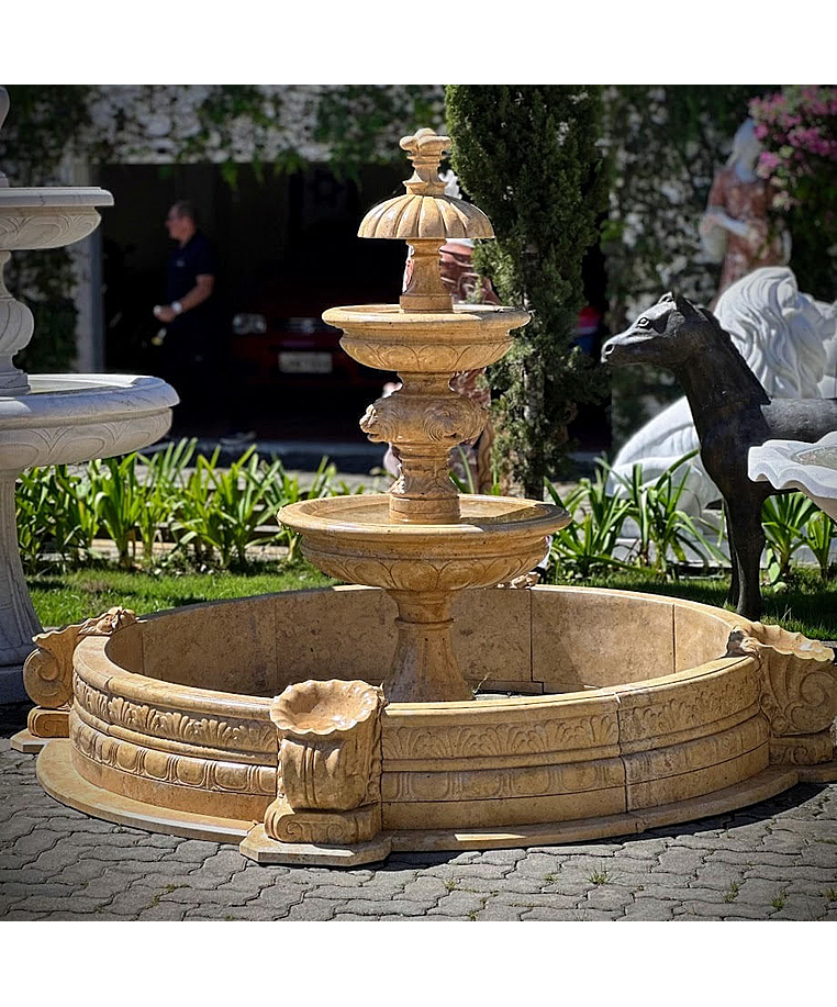 imagem do produto Chafariz Eleganza M�rmore Amarelo com Lago 180cm - FMP377 Paisagismo Cl�ssico