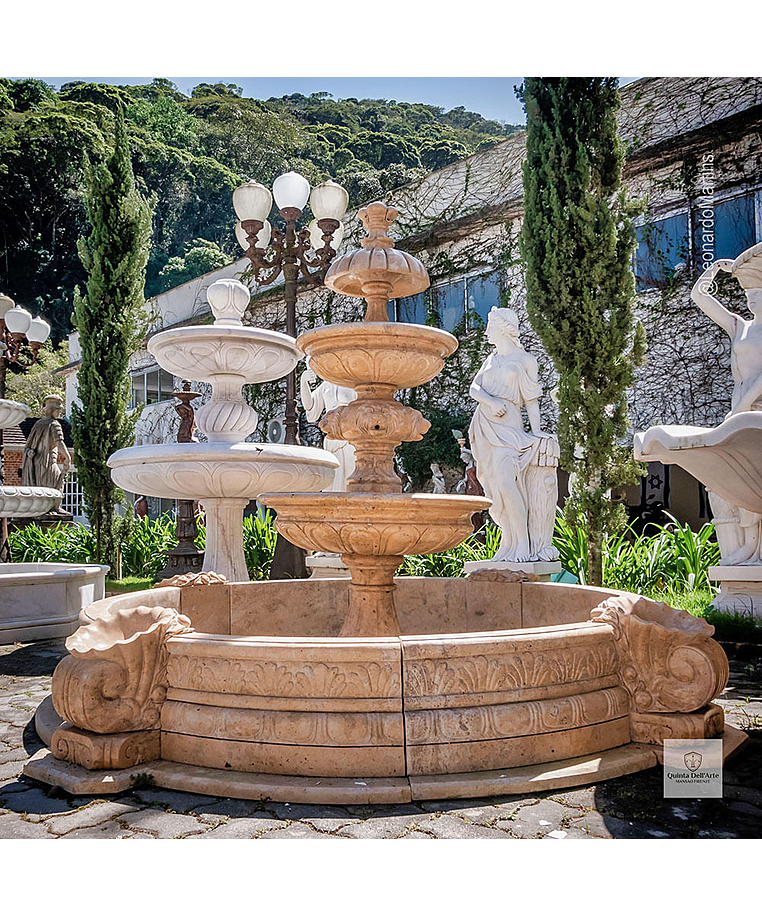 imagem do produto Chafariz Eleganza M�rmore Amarelo com Lago 180cm - FMP377 Paisagismo Cl�ssico