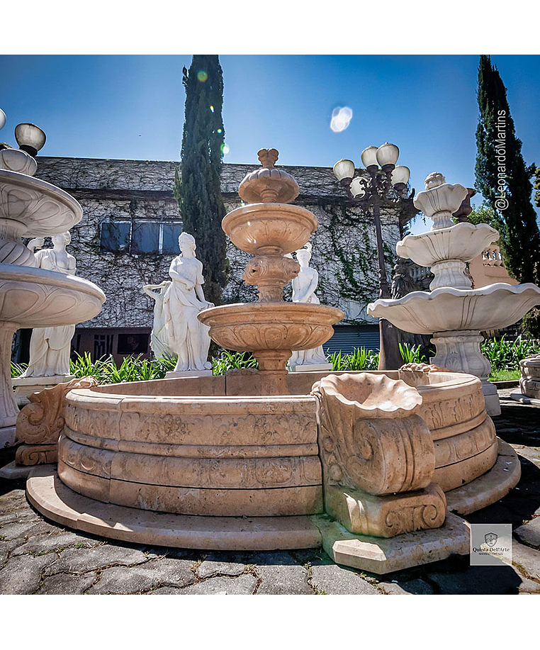 imagem do produto Chafariz Eleganza M�rmore Amarelo com Lago 180cm - FMP377 Paisagismo Cl�ssico