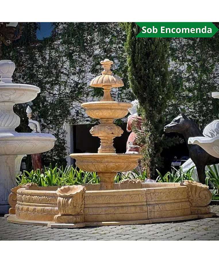 imagem do produto Chafariz Eleganza M�rmore Amarelo com Lago 180cm - FMP377 Paisagismo Cl�ssico