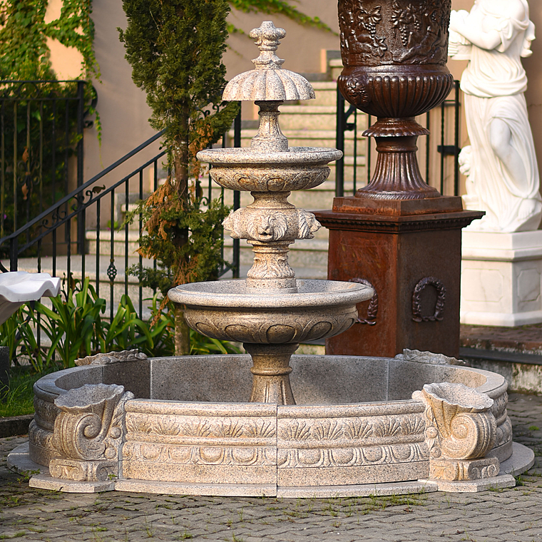 imagem do produto Chafariz Eleganza M�rmore Granito com Lago 180cm - FMP378 Design Cl�ssico para Jardins
