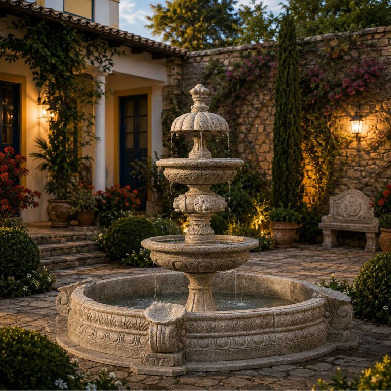 imagem do produto Chafariz Eleganza M�rmore Granito com Lago 180cm - FMP378 Design Cl�ssico para Jardins