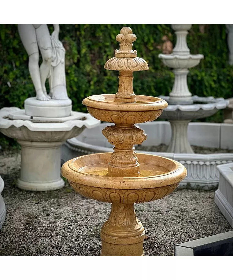 imagem de Chafariz em Mármore Amarelo 165cm - FMP388 Design Clássico para Jardins