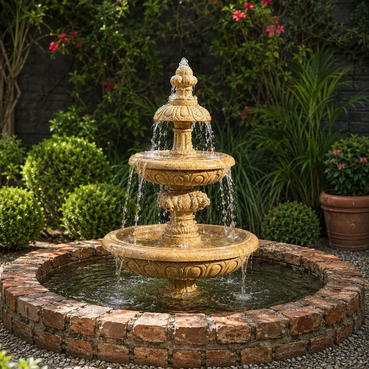 imagem do produto Chafariz em M�rmore Amarelo 165cm - FMP388 Design Cl�ssico para Jardins