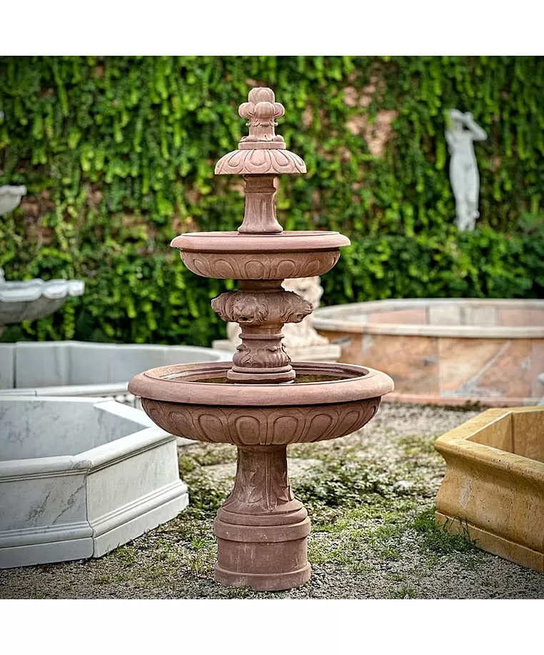 imagem de Chafariz em Mármore Rosso 165cm - FMP387 Beleza e Harmonia no Jardim